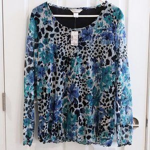 Christopher & Banks Teal Green Blue Lace Floral Layered Tunic Top, XL, NWT